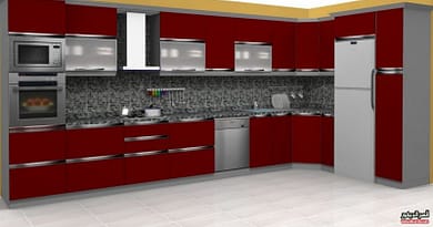 ديكورات دواليب مطابخ احمر