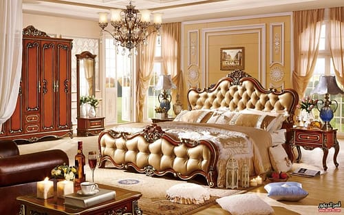 غرف نوم كلاسيك بني