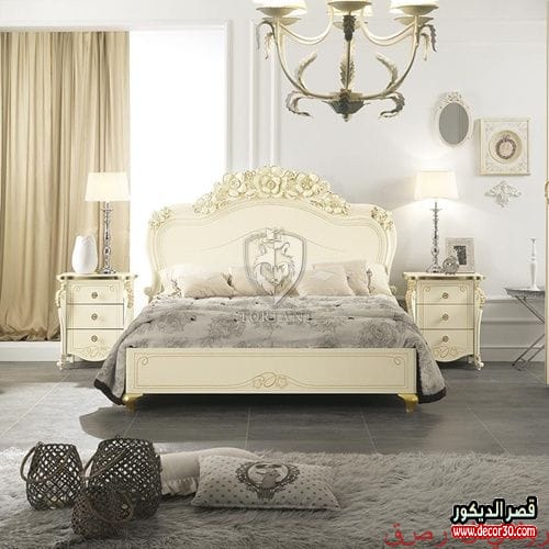 غرف نوم بيج وابيض